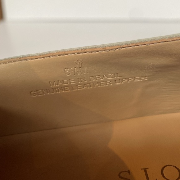 Talbots Estelle Chain Square Toe Leather Loafers Navy White Sz 6.5 - Picture 7 of 9